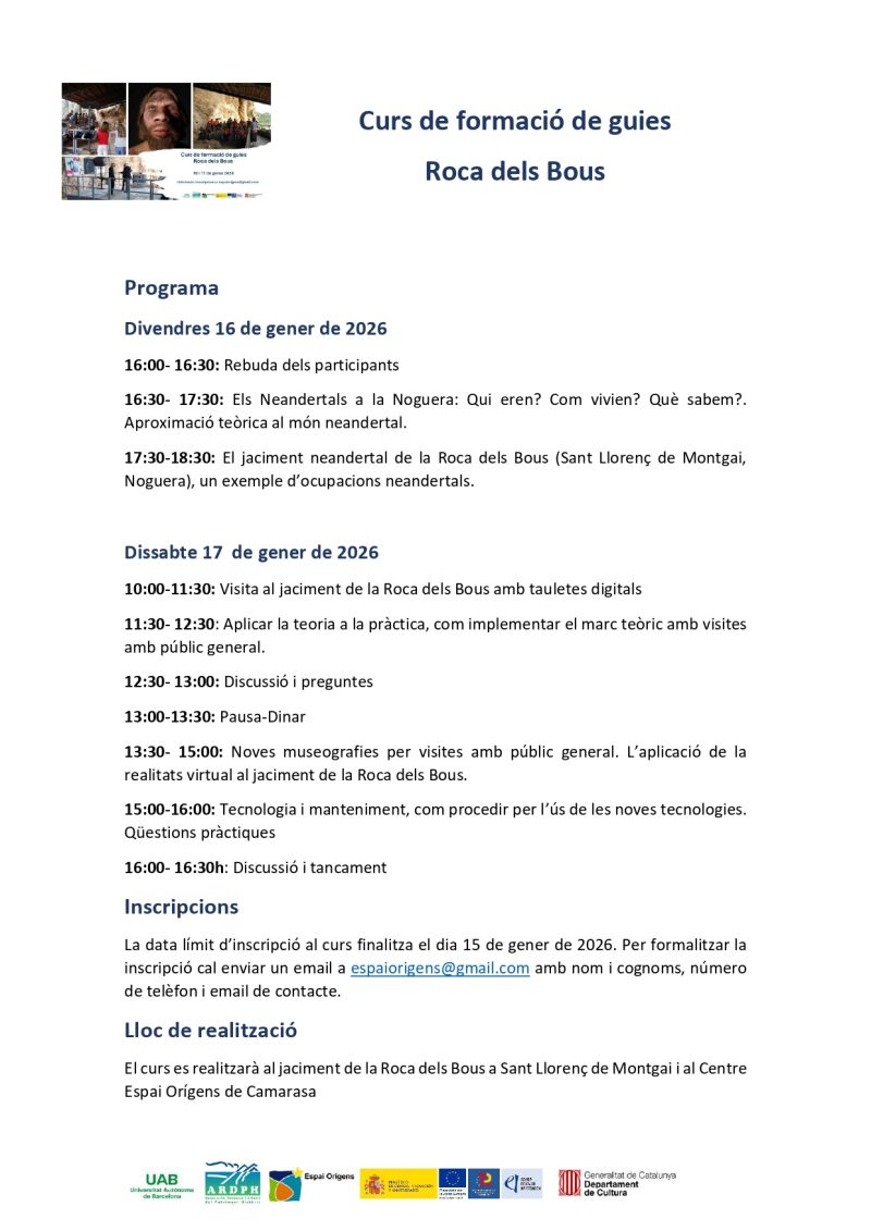 Nou curs formació guies al jaciment de la Roca dels Bous a Sant Llorenç de Montgai  